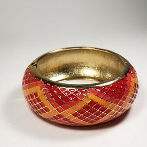 Geometric snakeskin pattern wide bangle cuff